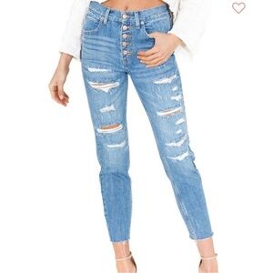 We the Free free people regular high rise distress crop buttonfly Jeans size 26